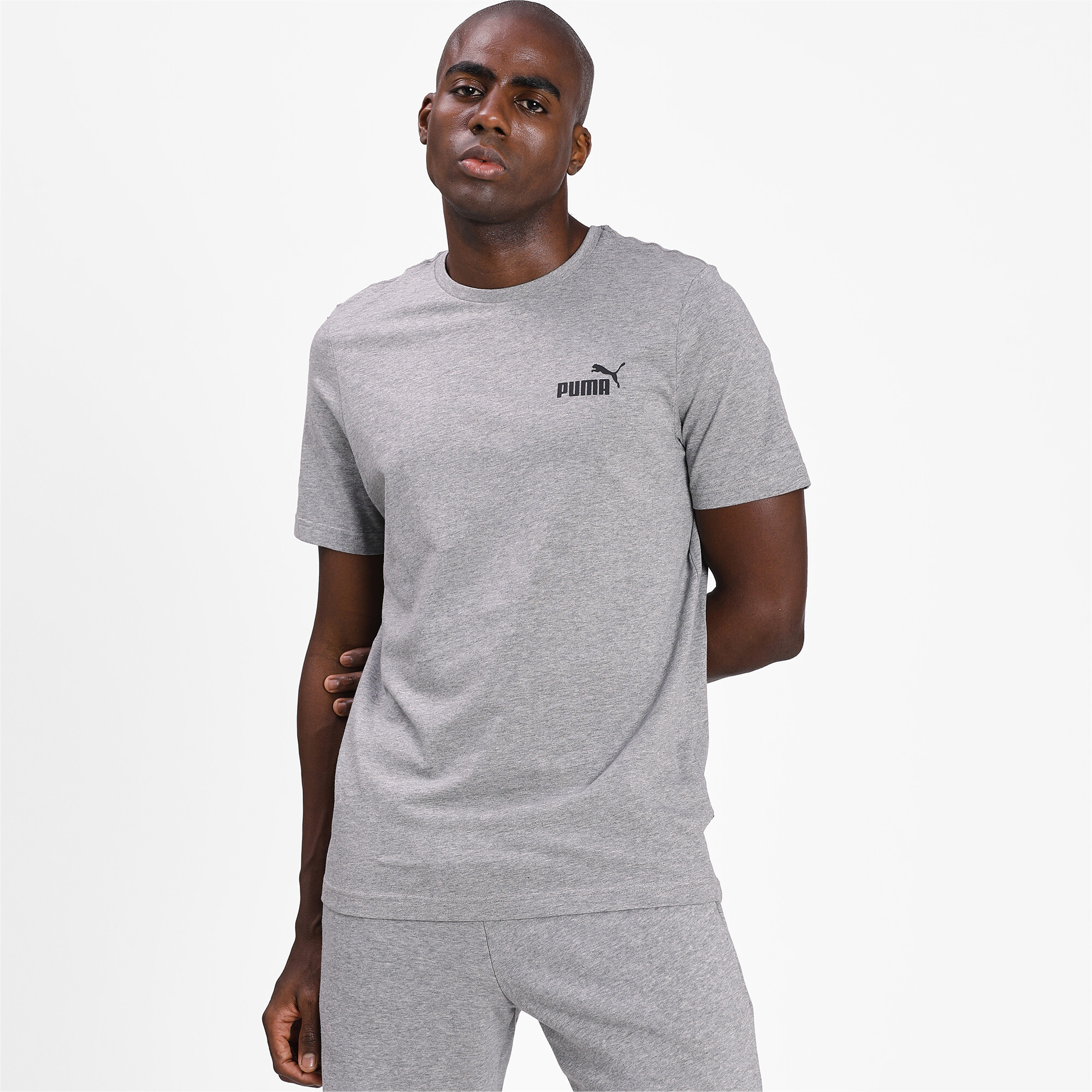 Puma Essentials Small Logo T-Shirt Herren | Mit Plain | Medium Gray Heather | Größe: L