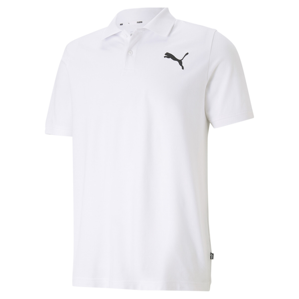 Essentials Pique Polo Shirt Men in White/Cat by PUMA, XL