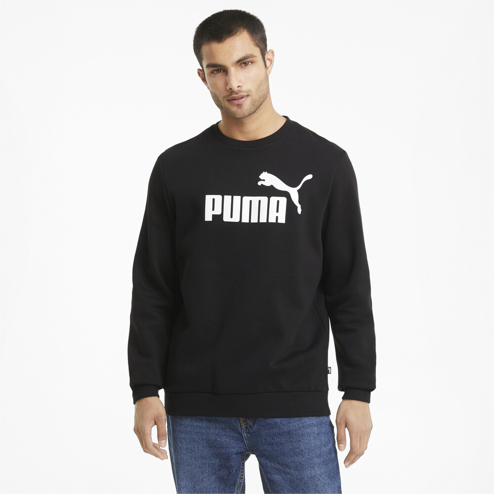 Essentials Big Logo Crew Neck Men's Sweater | Black - PUMA