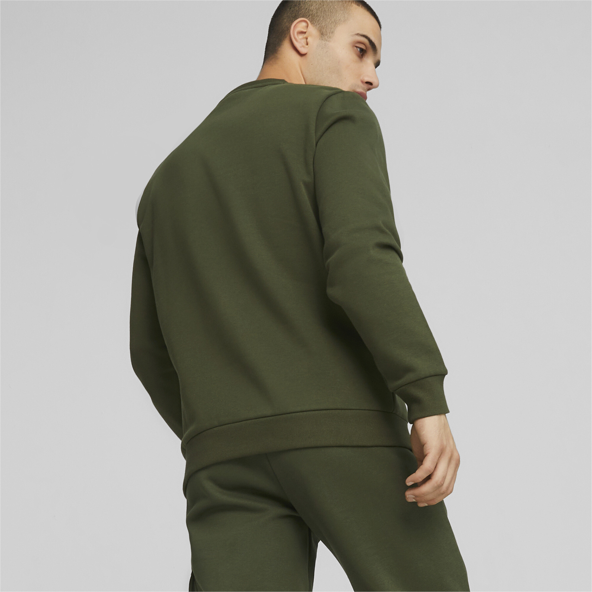 Men's Puma Essentials Small Logo Crew Neck's Sweatshirt, Green, Size S, Clothing