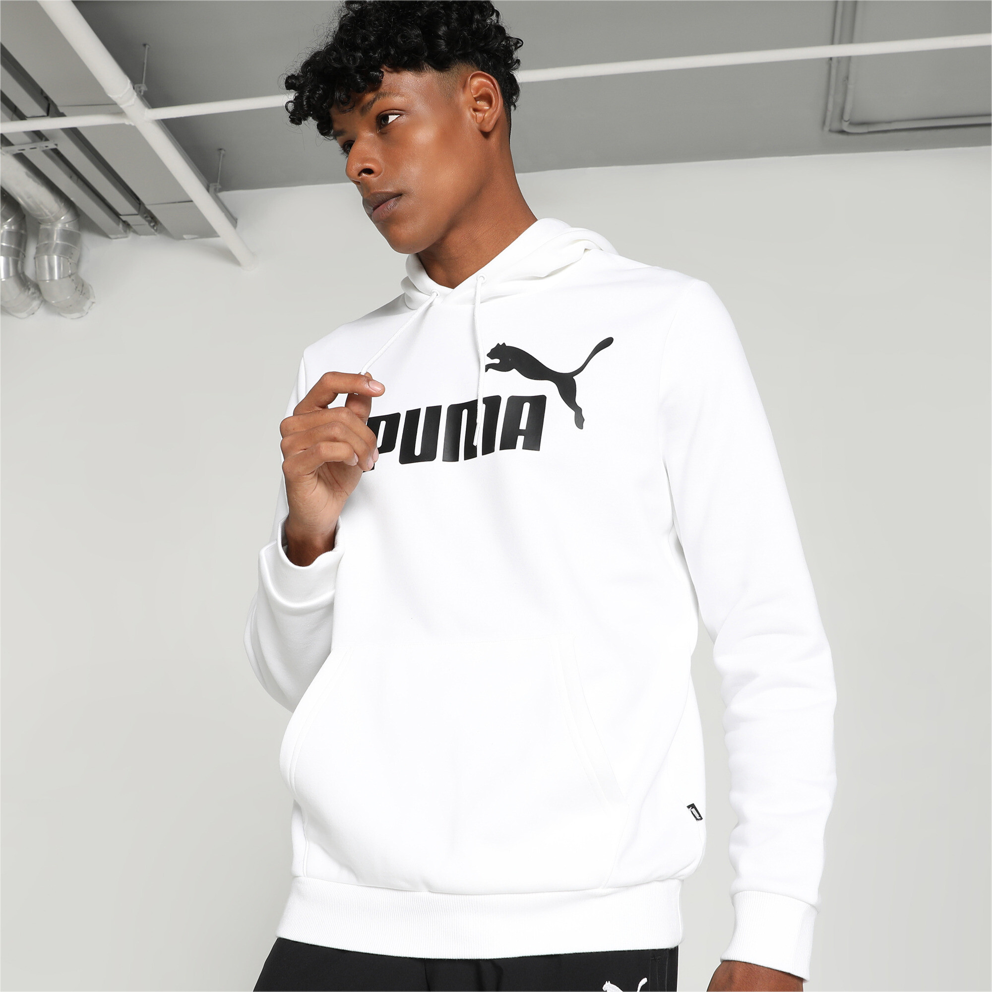 Puma Essentials Big Logo Hoodie Herren | Mit Logo Print | White | Größe: 3XL