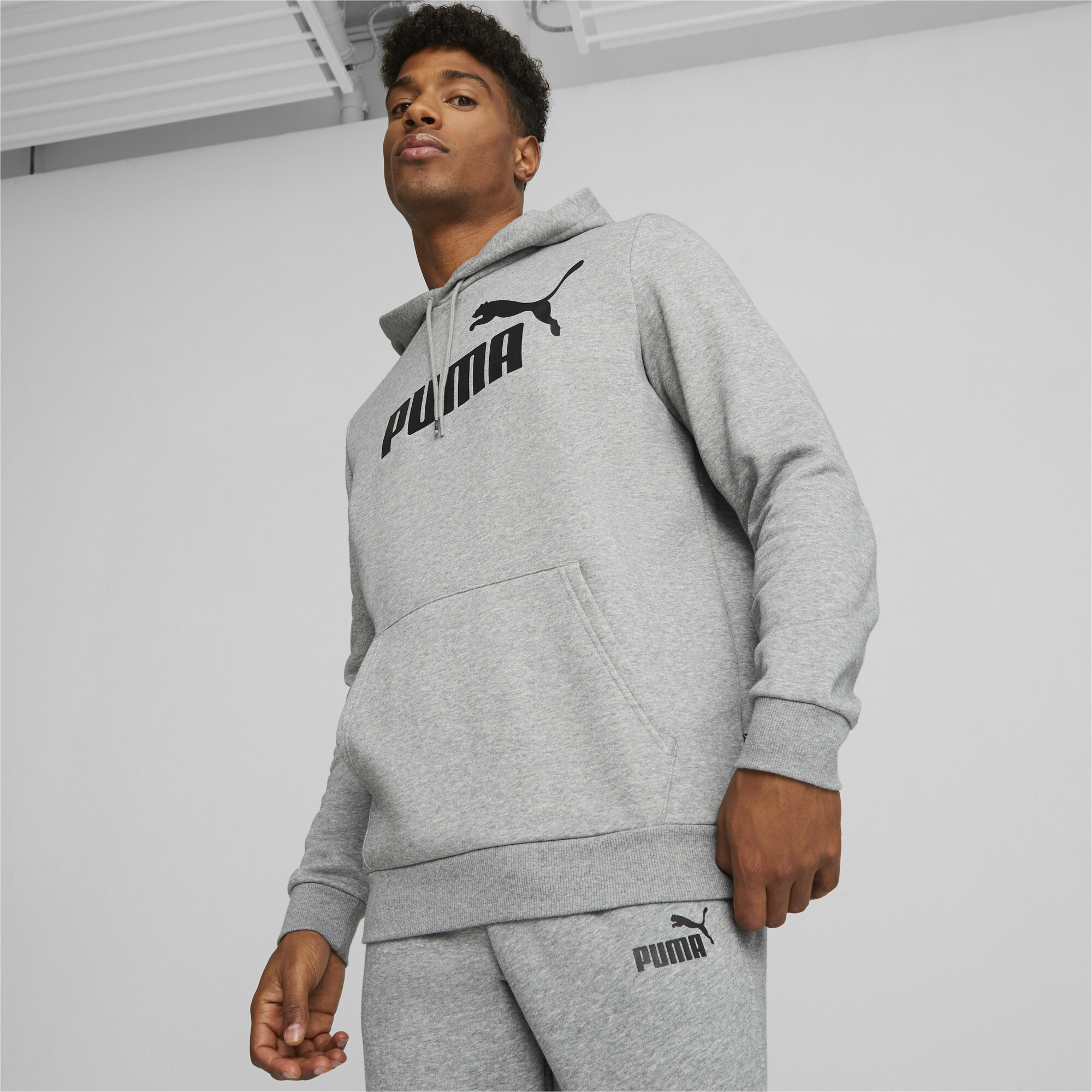 Puma Essentials Big Logo Hoodie Herren | Mit Logo Print | Medium Gray Heather | Größe: XL