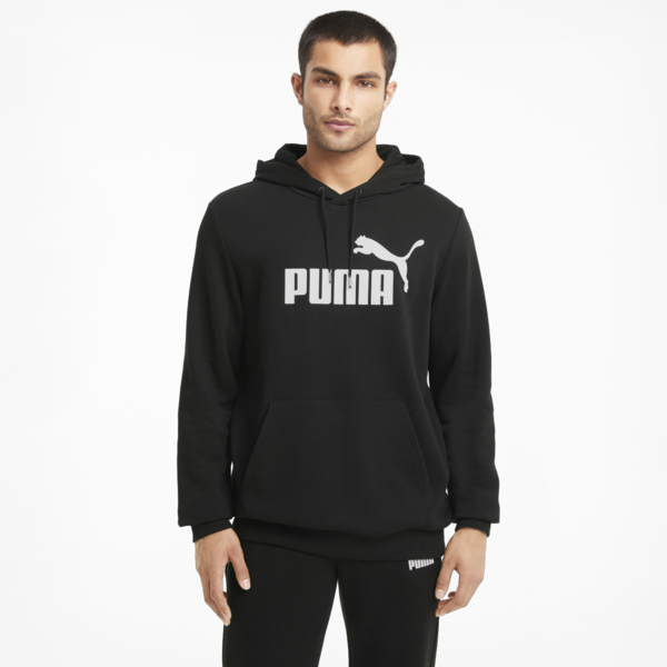 Essentials Big Logo Men's Hoodie, Puma Black, large-MEX