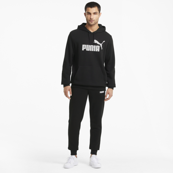 Essentials Big Logo Men's Hoodie, Puma Black, large-MEX