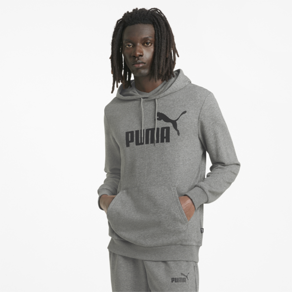 Essentials Big Logo Men's Hoodie, Medium Gray Heather, large-MEX