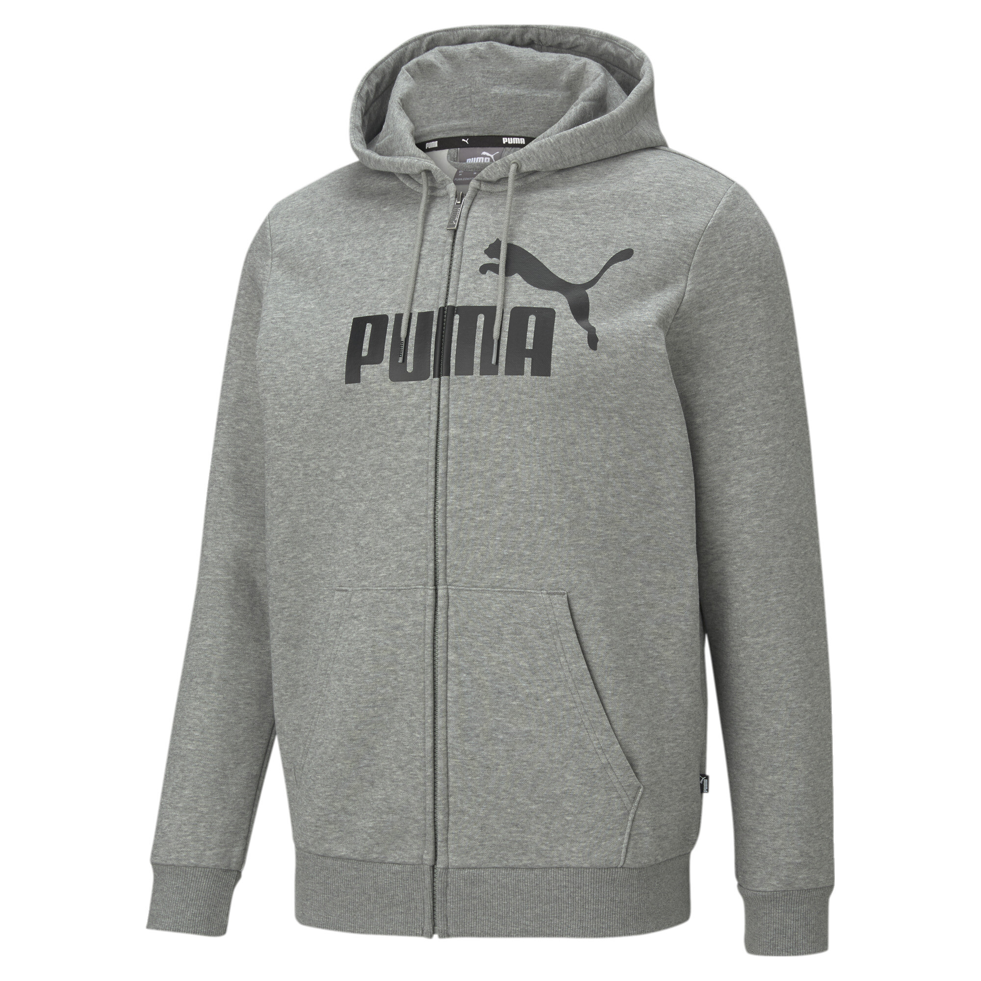 Men's Puma Essentials Big Logo Full-Zip's Hoodie, Gray, Size XXS, Lifestyle