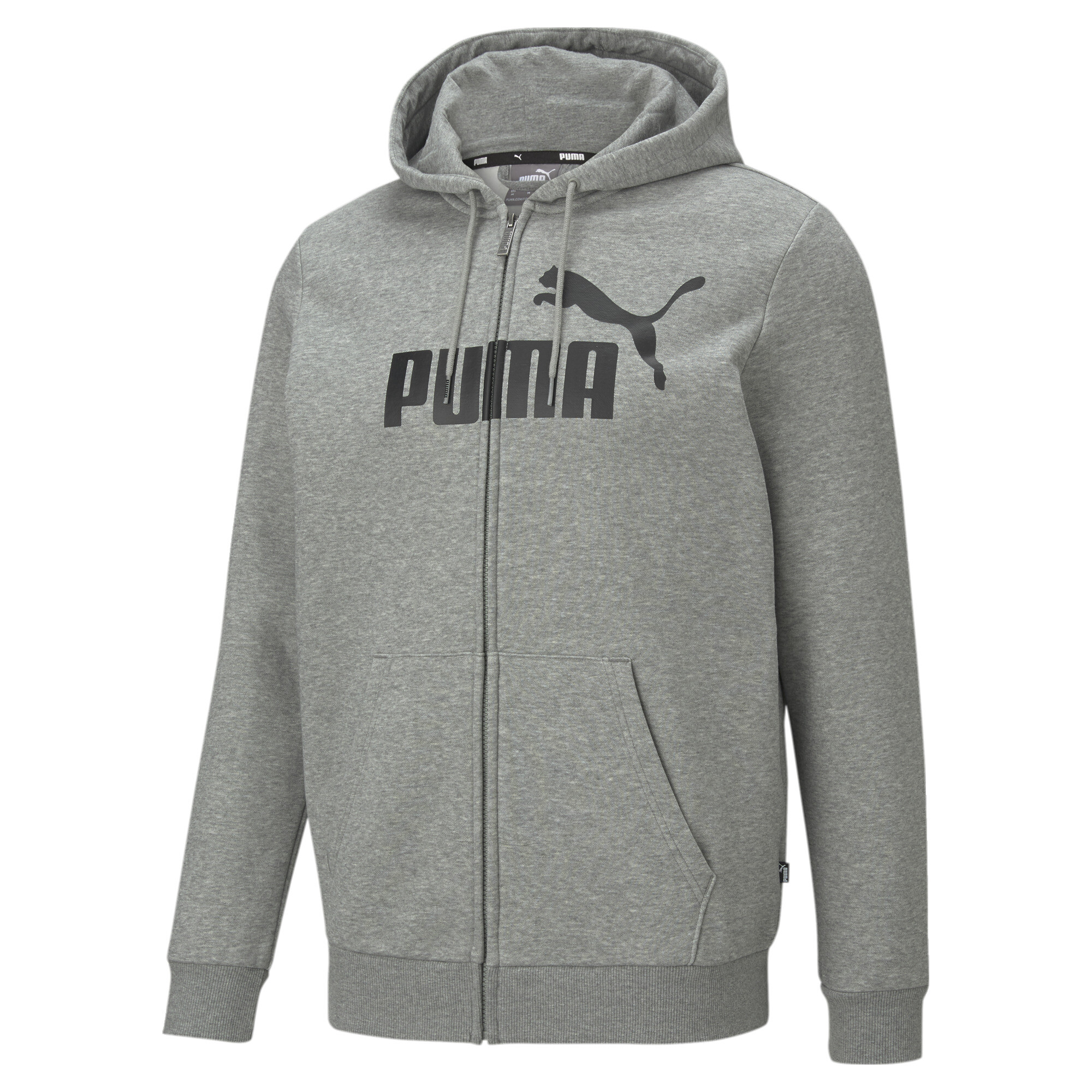 Men's Puma Essentials Big Logo Full-Zip Hoodie, Gray, Size XXL, Lifestyle