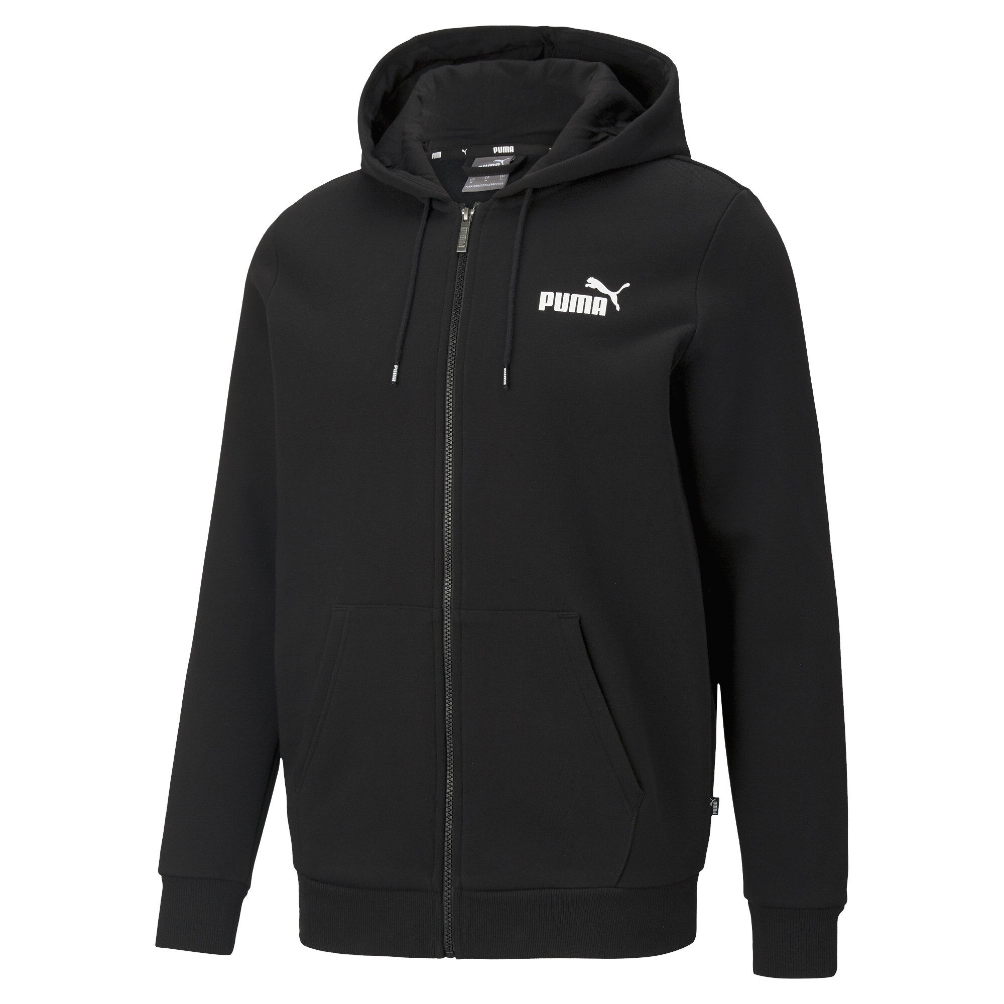 Men's Puma Essentials Full-Zip Logo Hoodie, Black, Size XS, Clothing