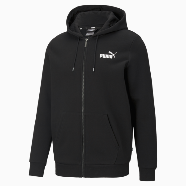 Essentials Full-Zip Logo Hoodie Men, Puma Black, large-ZAF