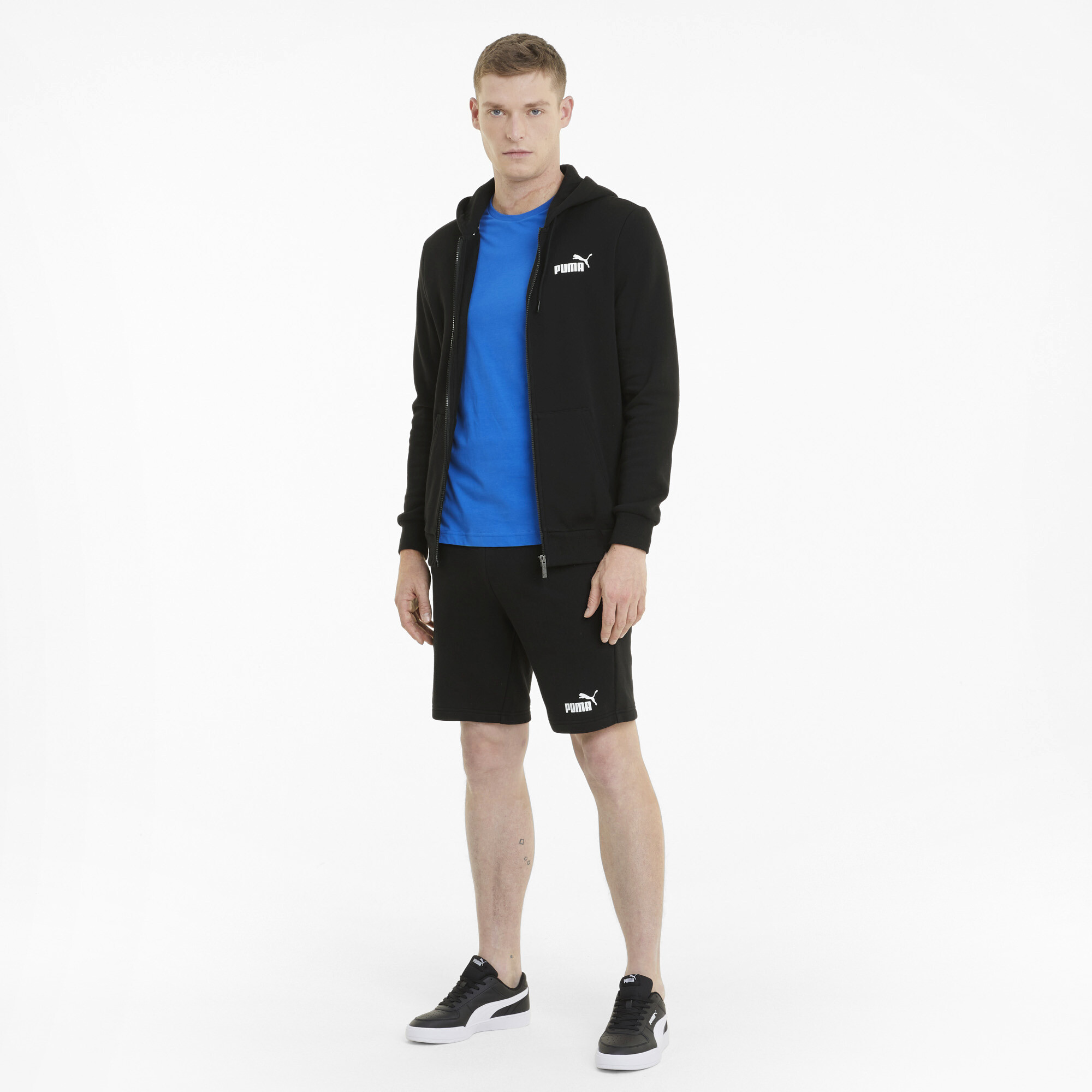 Men's Puma Essentials Full-Zip Logo Hoodie, Black, Size XS, Clothing