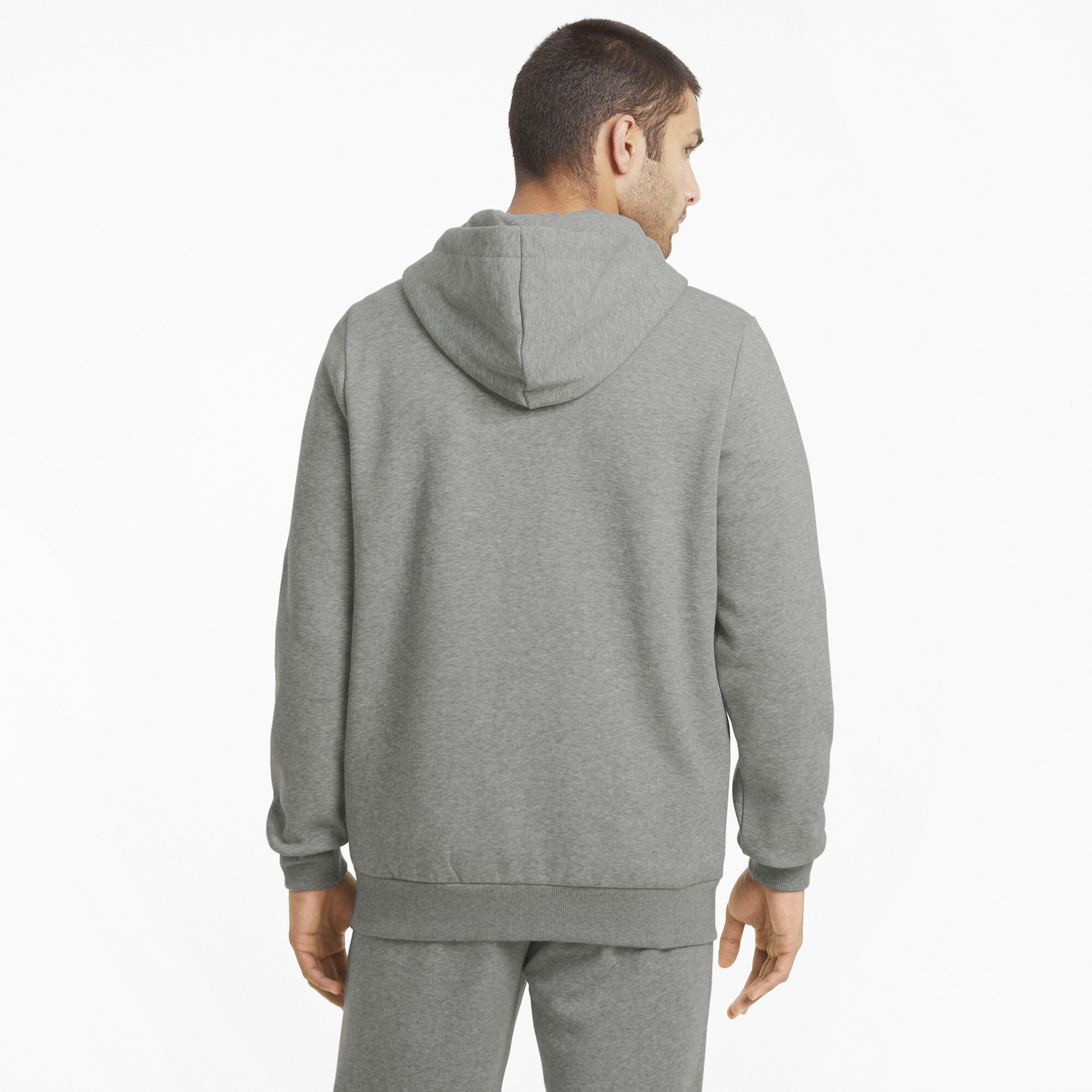 Men's Puma Essentials Full-Zip Logo Hoodie, Gray, Size 4XL, Clothing