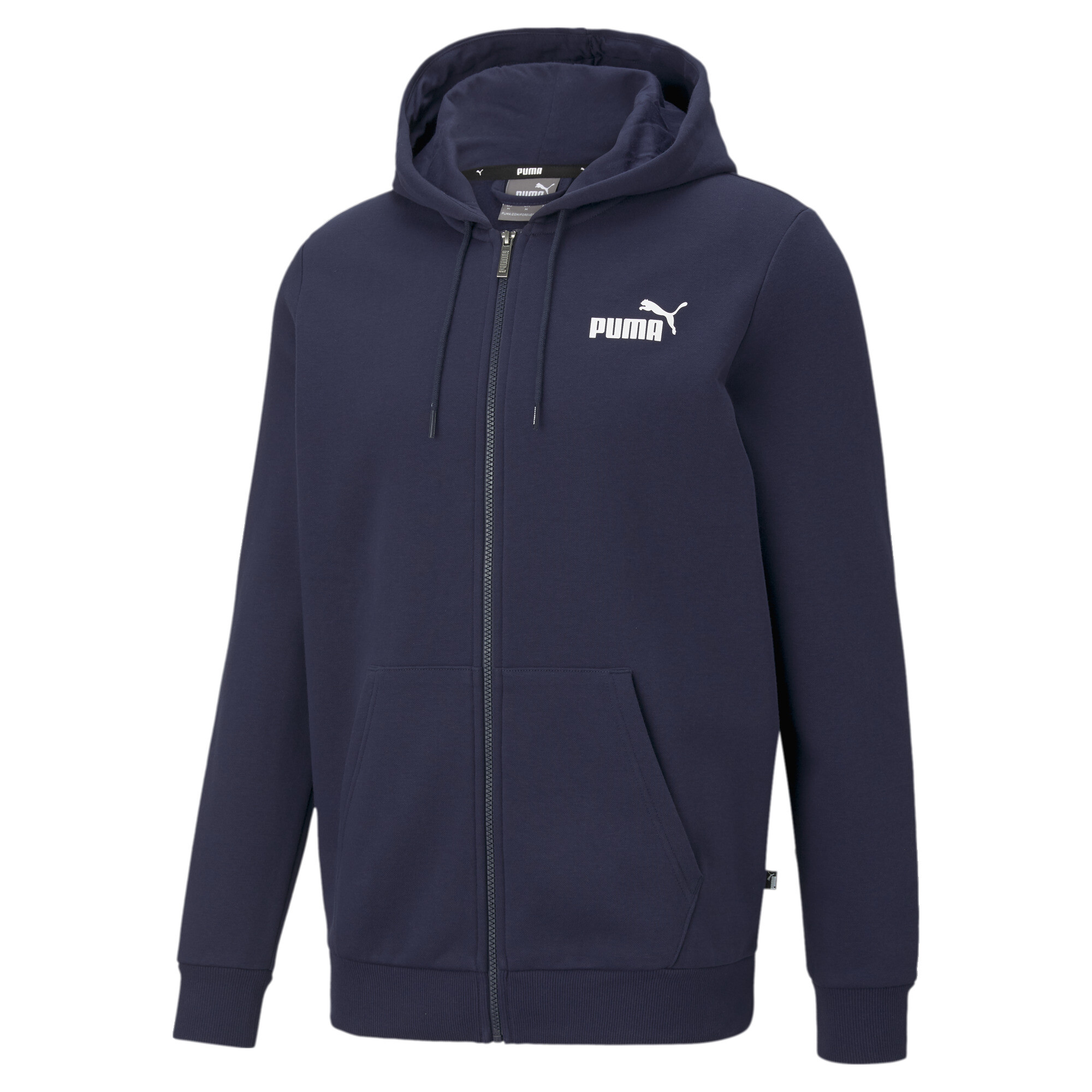 Men's Puma Essentials Full-Zip Logo Hoodie, Blue, Size XS, Clothing