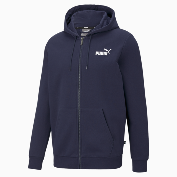 Essentials Full-Zip Logo Hoodie Men, Peacoat, large-ZAF