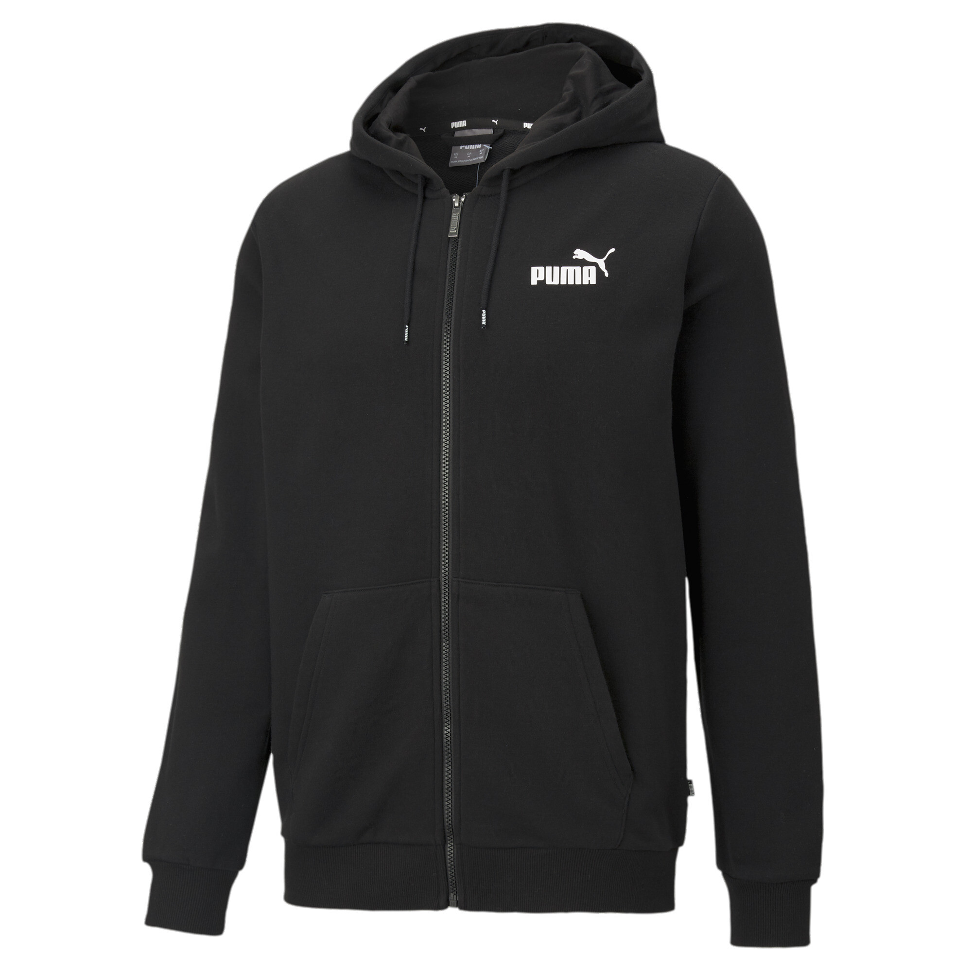 Men's Puma Essentials Small Logo Full-Zip Hoodie, Black, Size S, Clothing