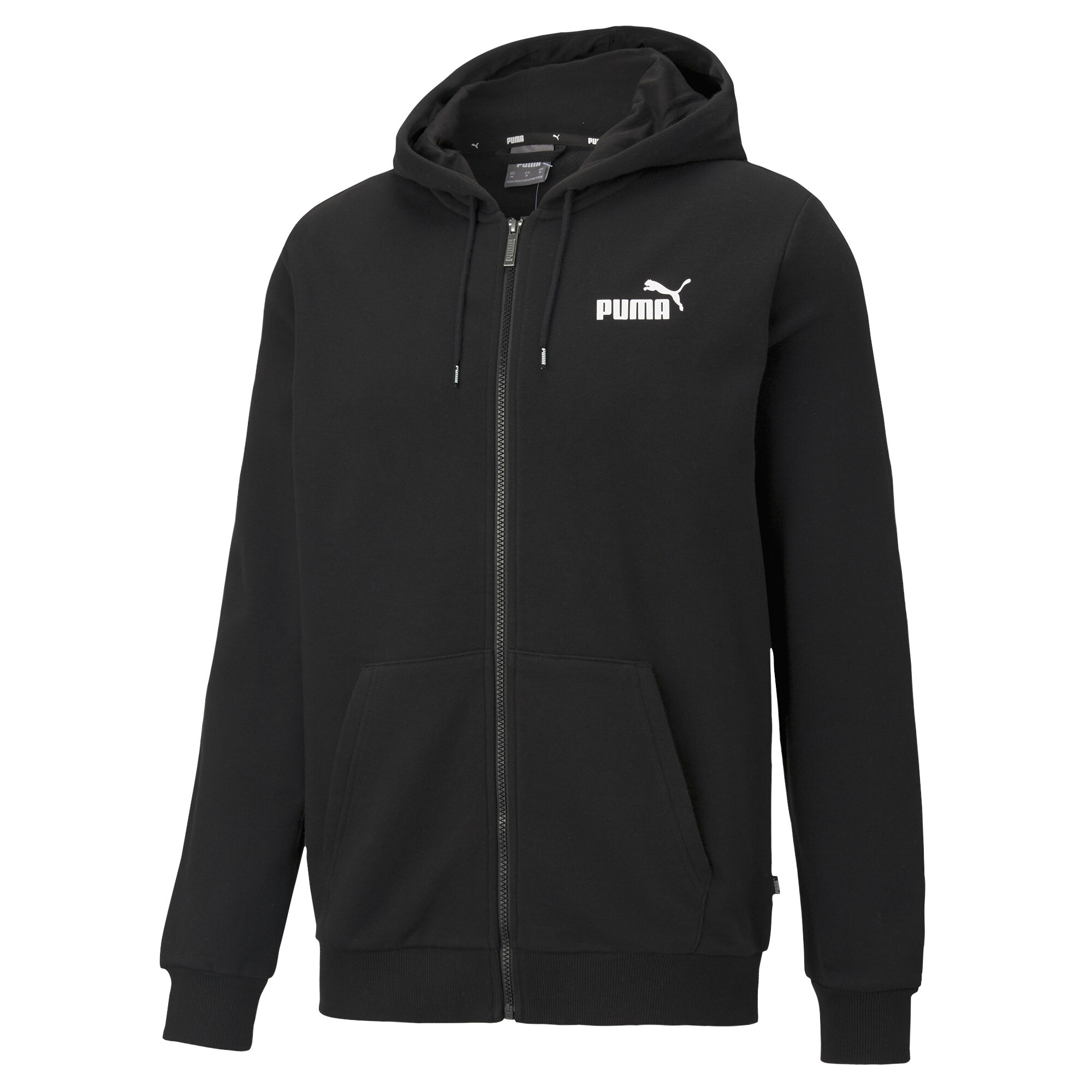 Men's Puma Essentials Small Logo Full-Zip Hoodie, Black, Size M, Clothing