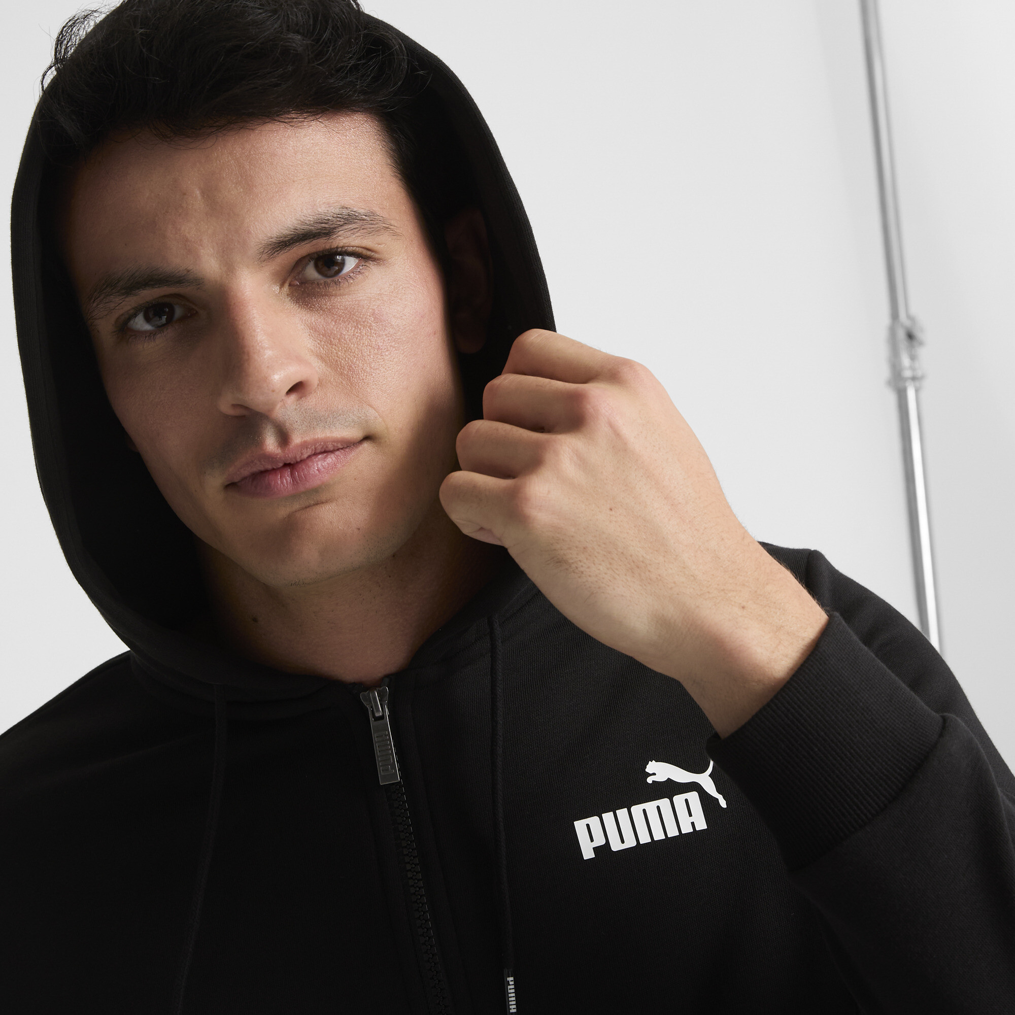 Men's Puma Essentials Small Logo Full-Zip Hoodie, Black, Size S, Clothing