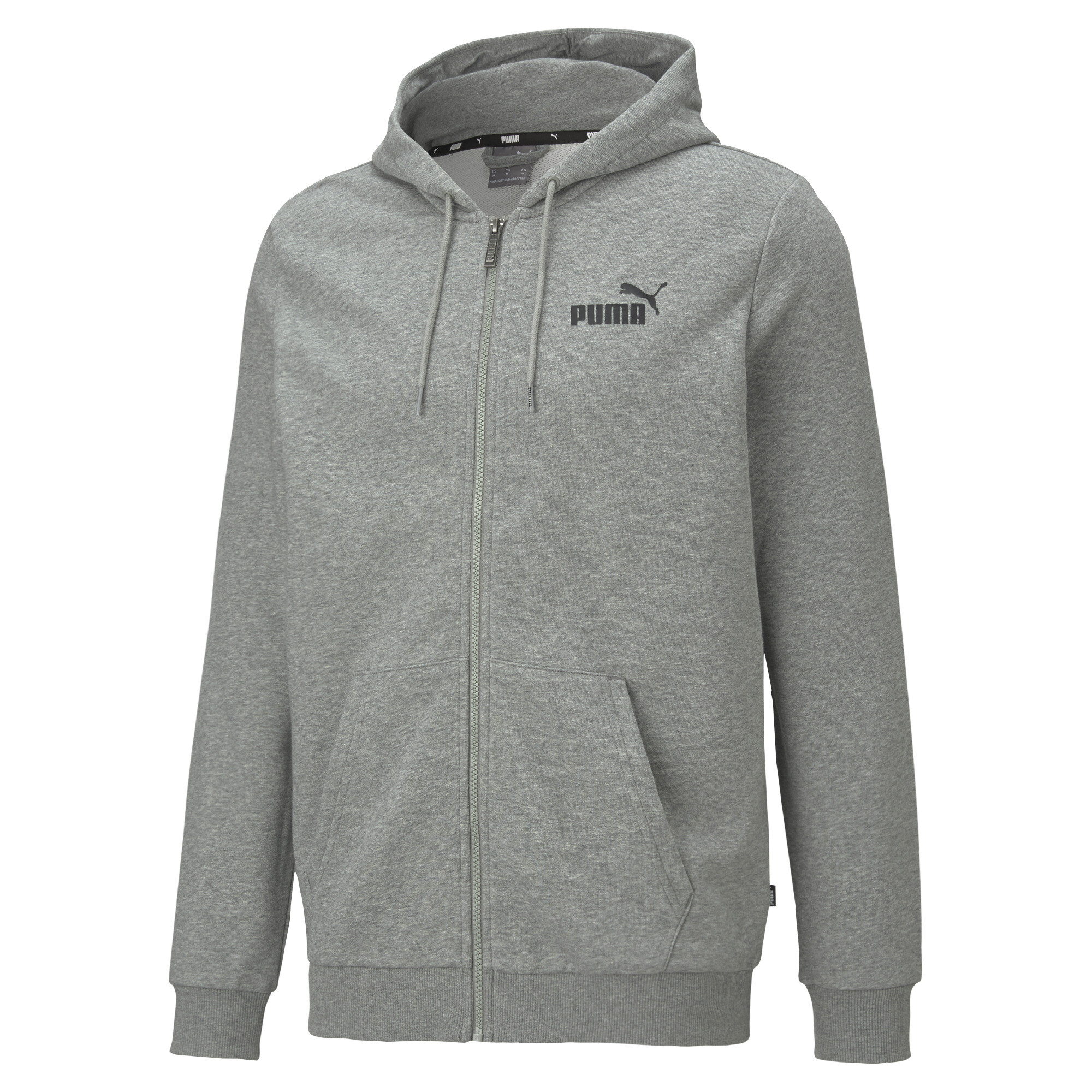 Men's Puma Essentials Small Logo Full-Zip Hoodie, Gray, Size S, Clothing