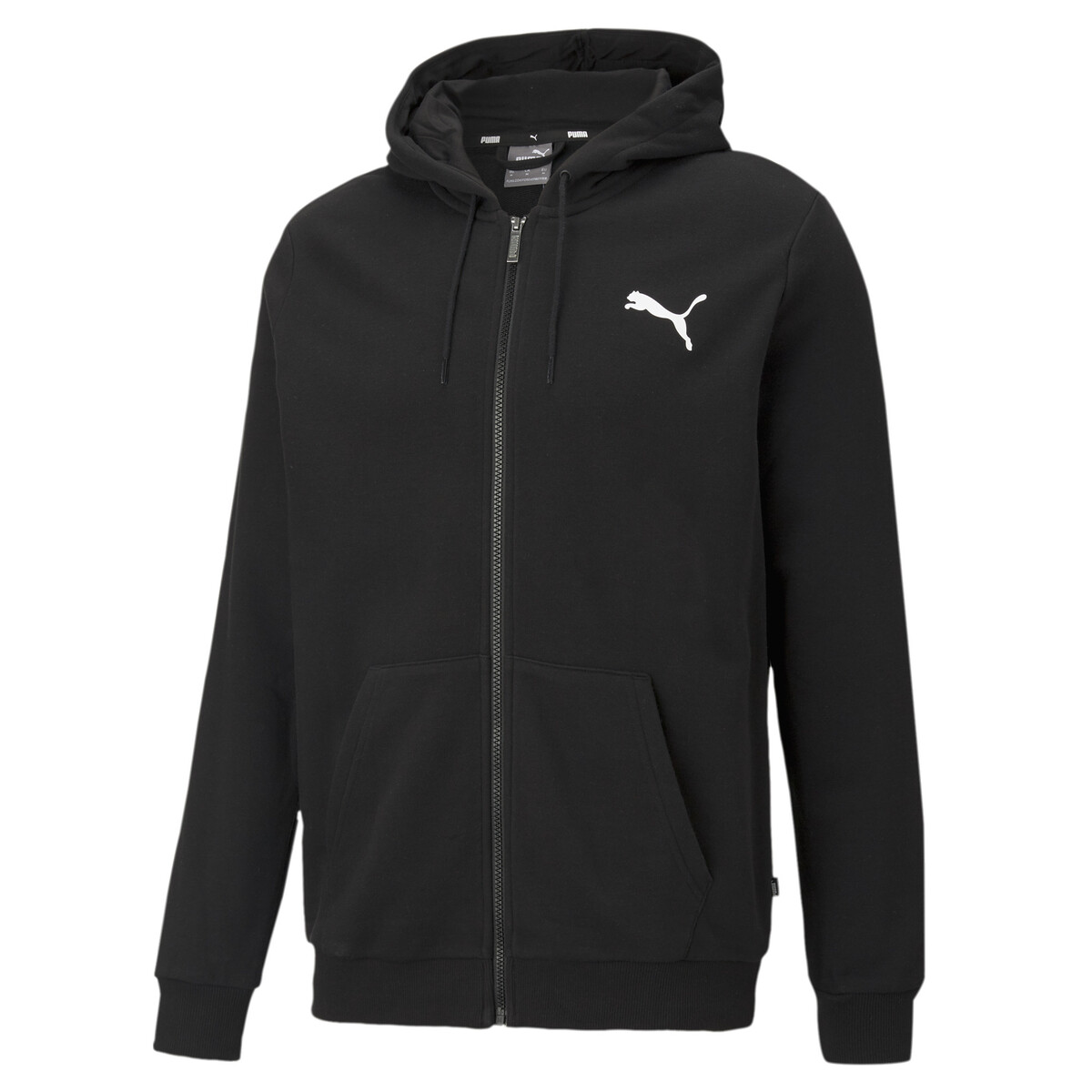 Essentials Small Logo Full-Zip Hoodie Men in Black/Cat by PUMA, XS