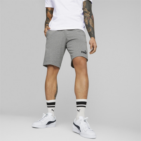 Shop Puma Essentials Jersey Men's Shorts In Medium Gray Heather