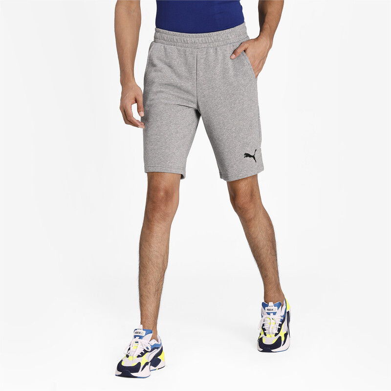 Men's PUMA Essentials Regular Fit Knitted Cotton Shorts in Gray size M