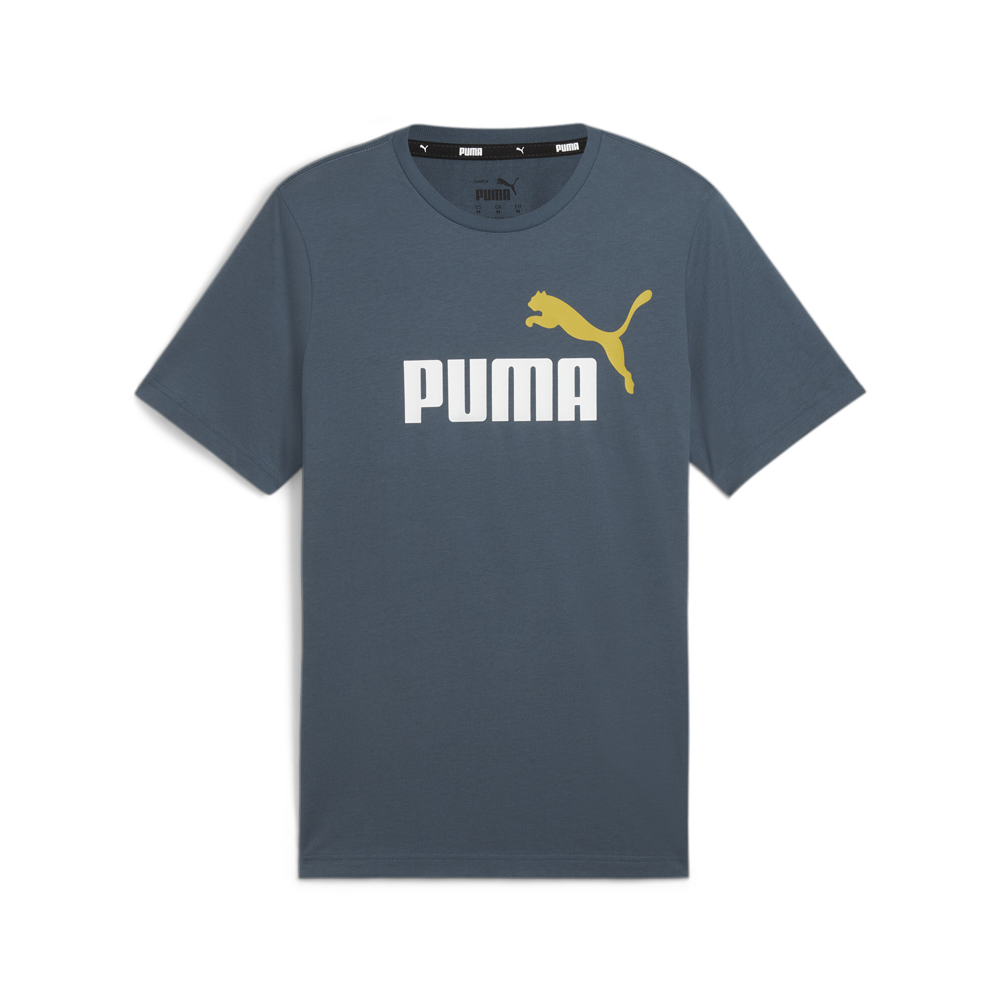 Men's Puma Essentials+ 2 Colour Logo T-Shirt, Gray, Size XS, Clothing