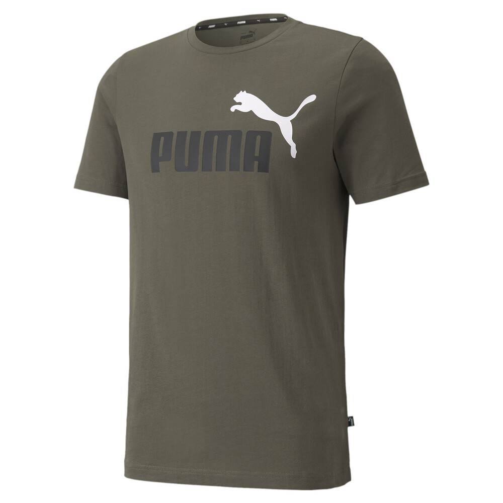 Essentials+ 2 Colour Logo Men's Tee | Green - PUMA