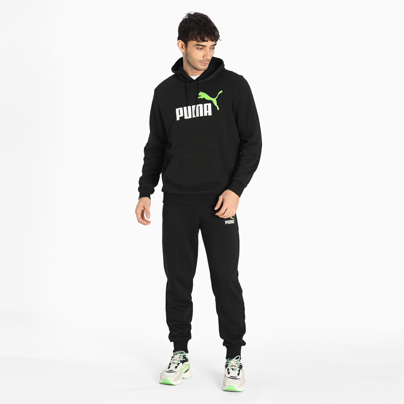 

Men's PUMA Essentials+ Two-Tone Big Logo Hoodie, Black/gray/green