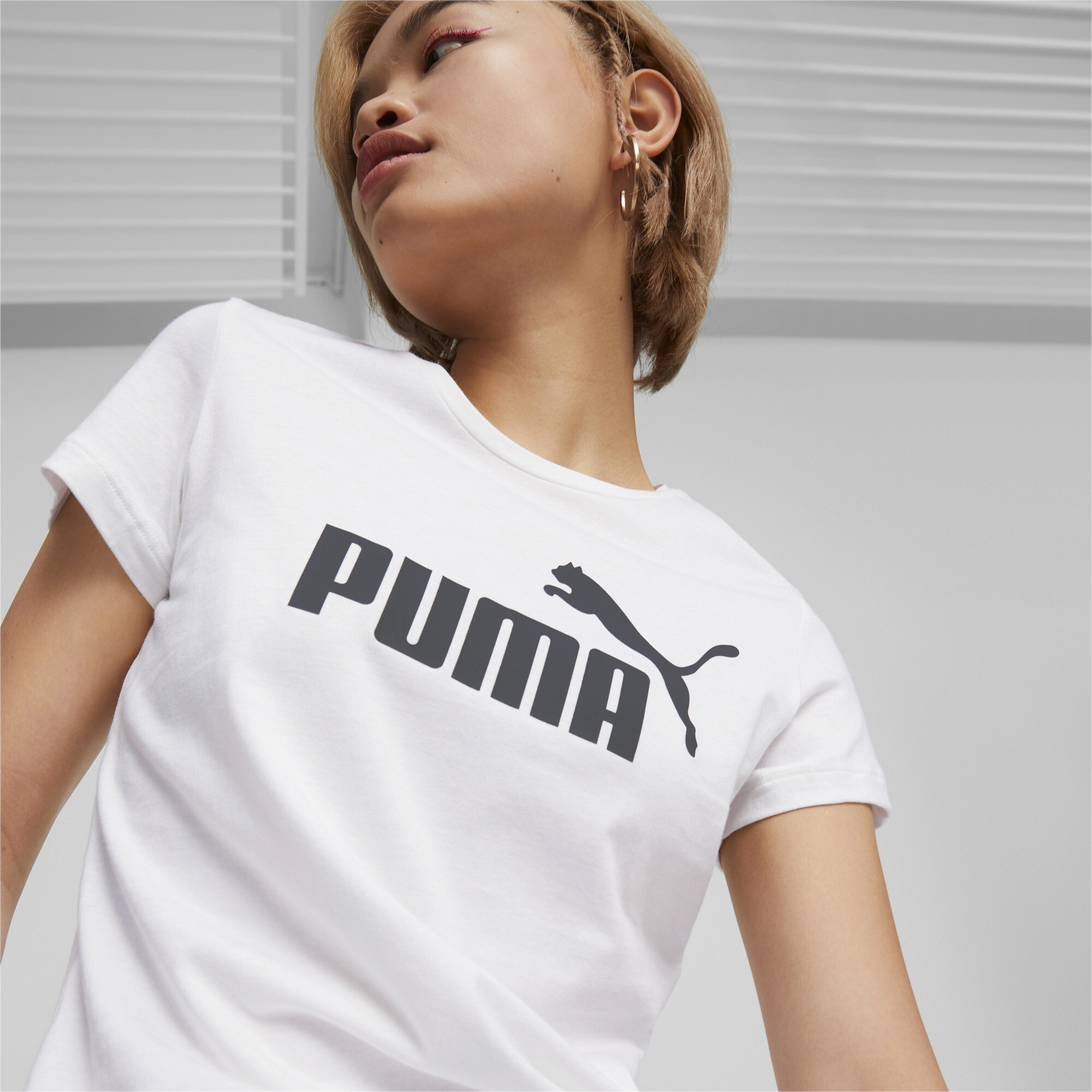 Women's Puma Essentials Logo T-Shirt, White, Size L, Clothing