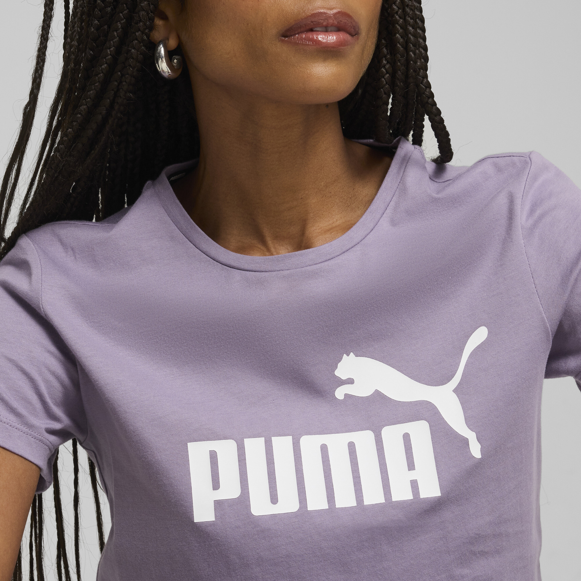 Women's Puma Essentials Logo T-Shirt, Purple, Size L, Clothing