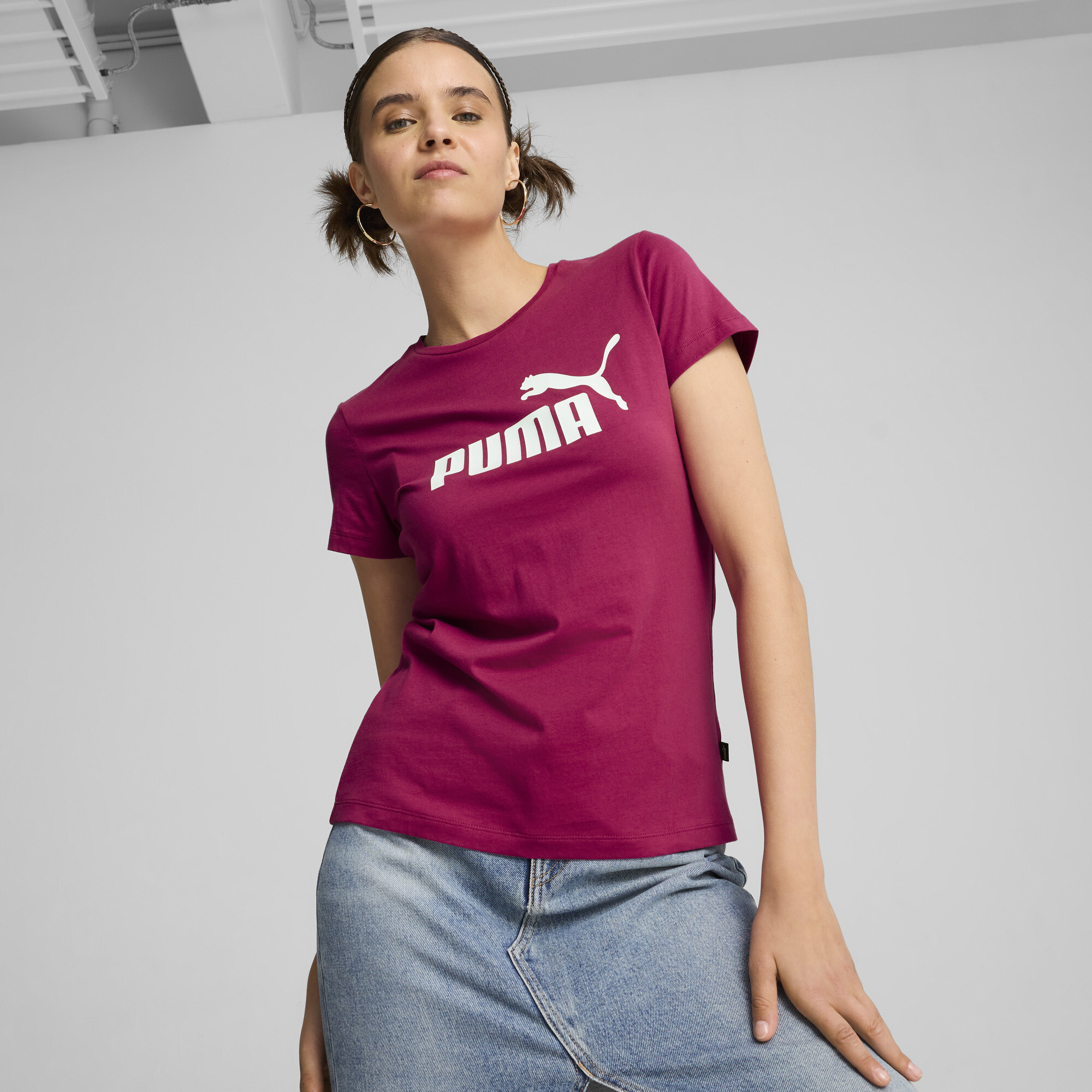 Women's Puma Essentials Logo T-Shirt, Pink, Size XS, Clothing