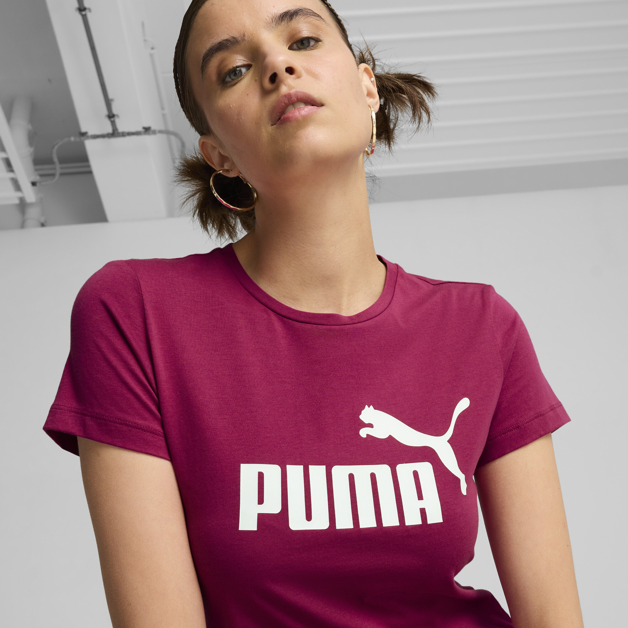 Women's Puma Essentials Logo T-Shirt, Pink, Size XS, Clothing