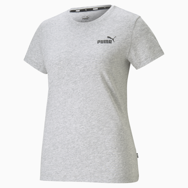Essentials Small Logo Tee Women, Light Gray Heather, large-ZAF