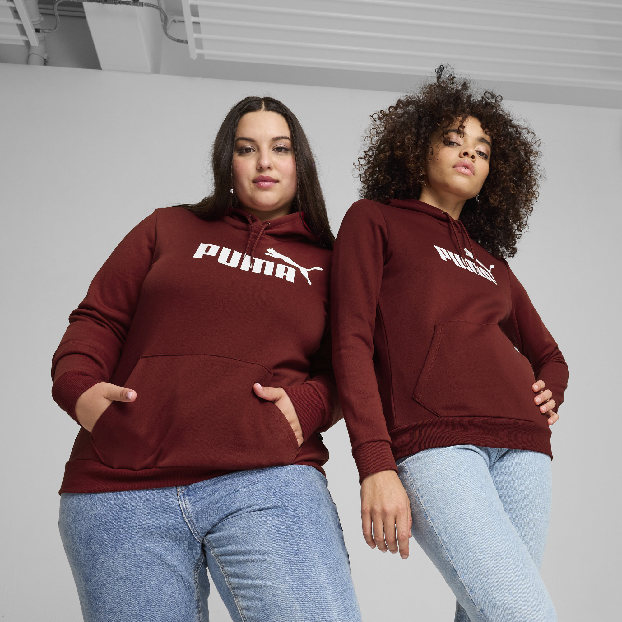 Women's Puma Essentials Logo FL Hoodie, Red, Size XL, Clothing