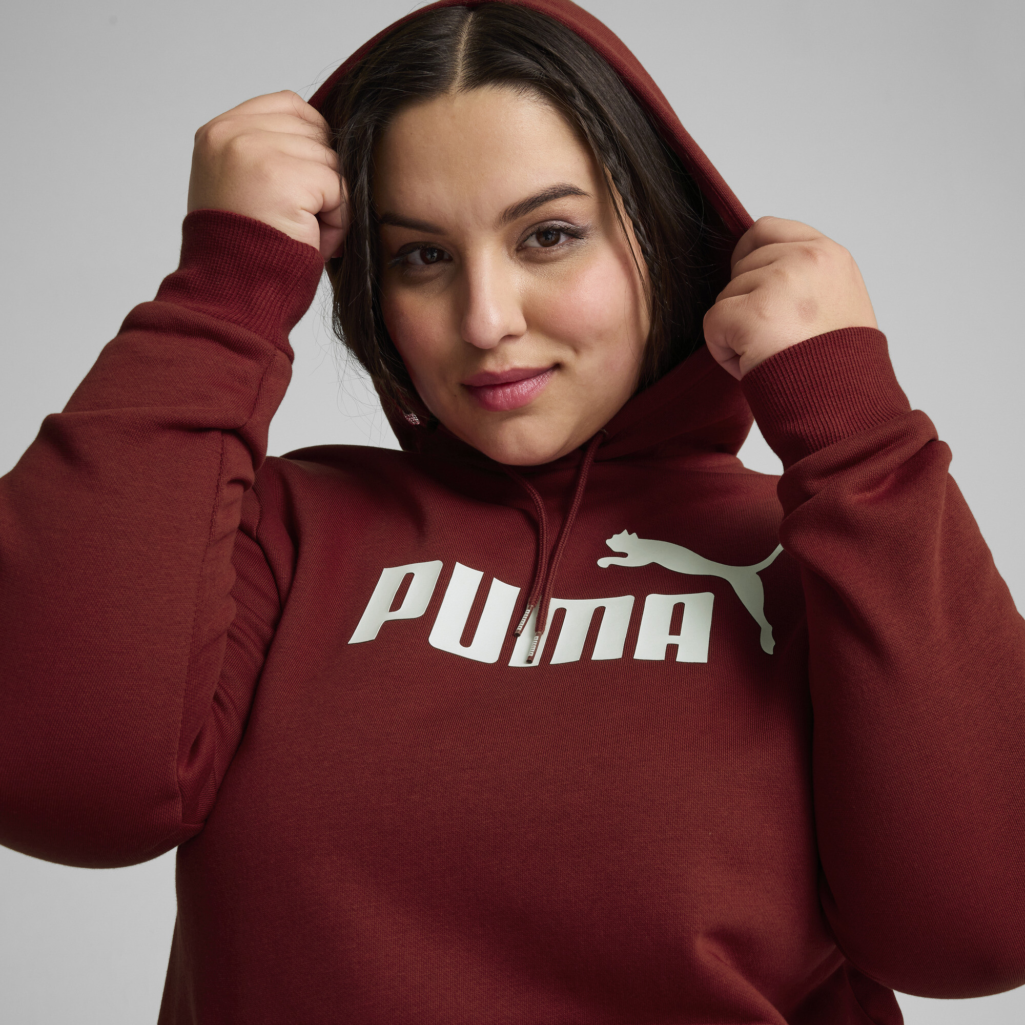 Women's Puma Essentials Logo FL Hoodie, Red, Size XL, Clothing