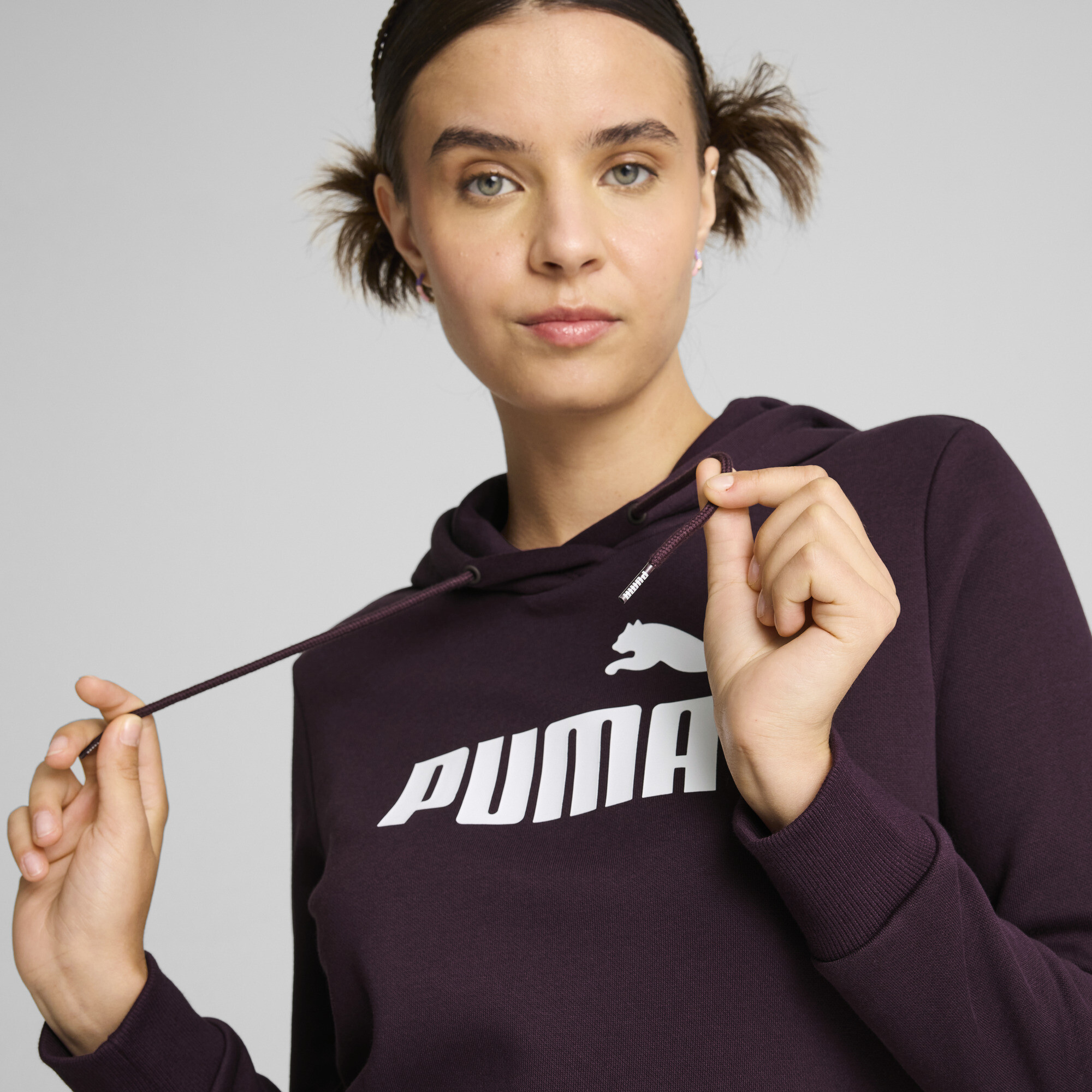 Women's Puma Essentials Logo FL Hoodie, Purple, Size M, Clothing