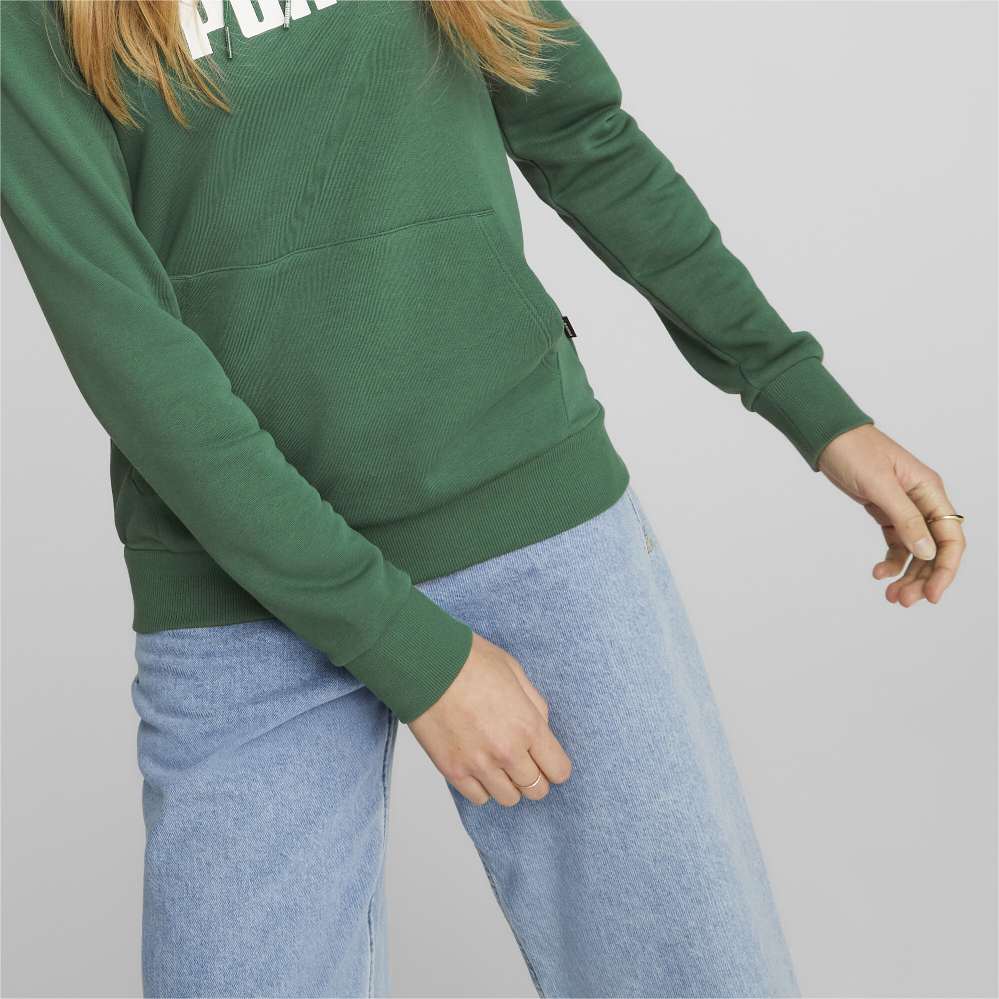 Women's Puma Essentials Big Logo's Hoodie, Green, Size S, Clothing