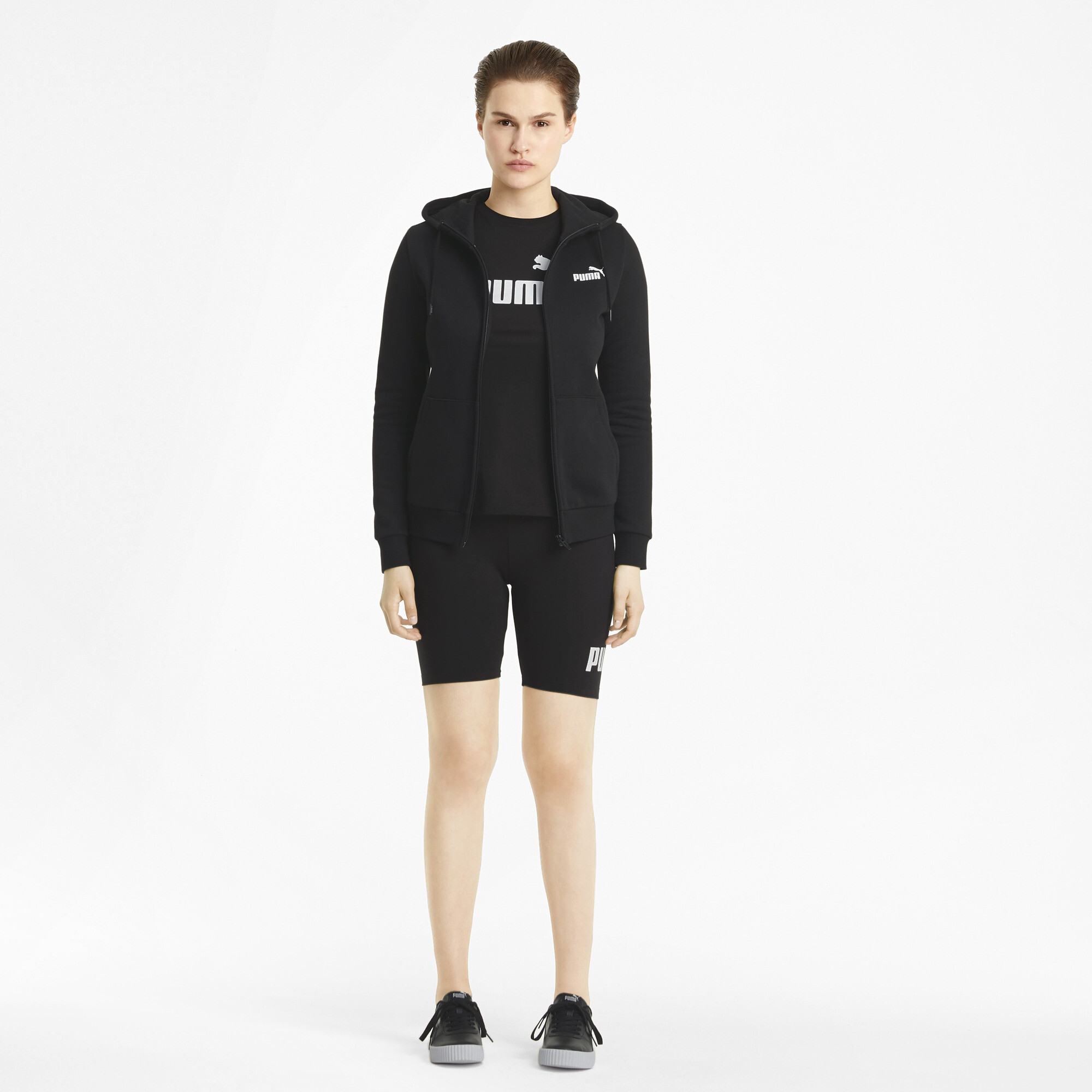 Women's Puma Essentials Full-Zip Hoodie, Black, Size XS, Clothing