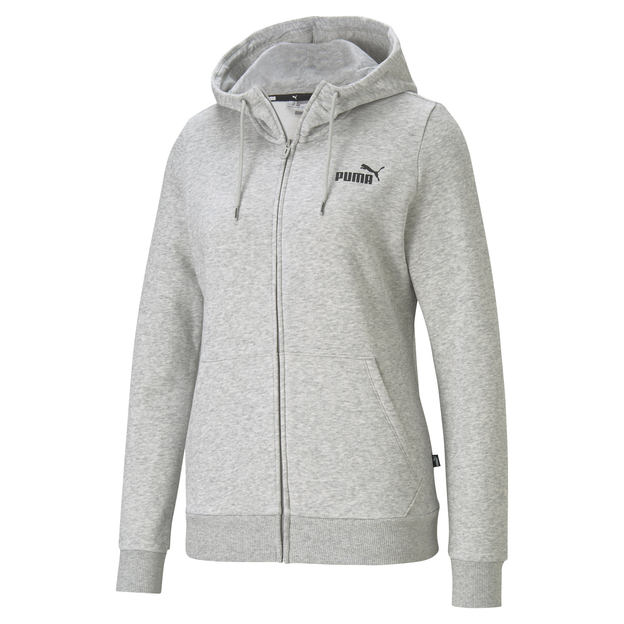 Women's Puma Essentials Full-Zip Hoodie, Gray, Size M, Clothing