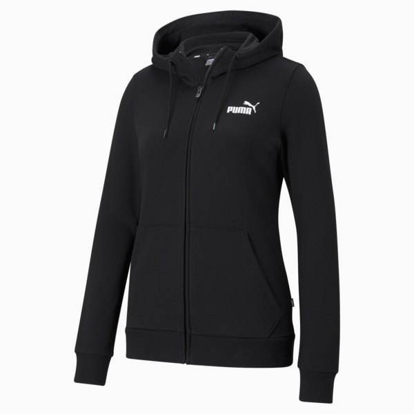 Essentials Full-Zip Women's Hoodie, Puma Black, large-MEX