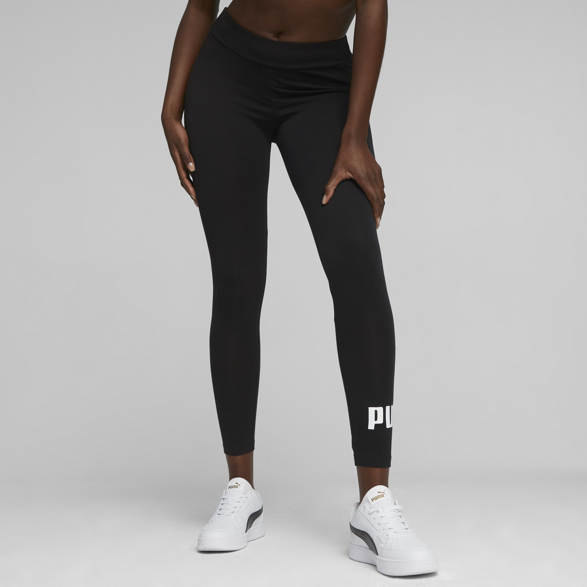 Women's Puma Essentials Logo Leggings, Black, Size XS, Clothing