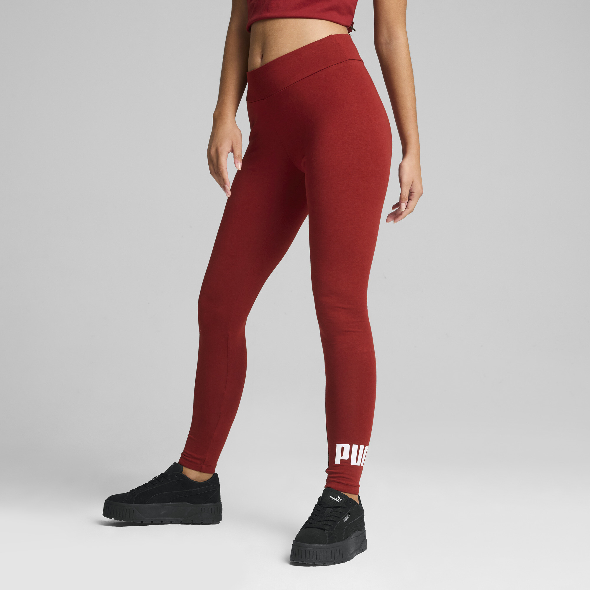 Women's Puma Essentials Logo Leggings, Red, Size 3XL, Clothing