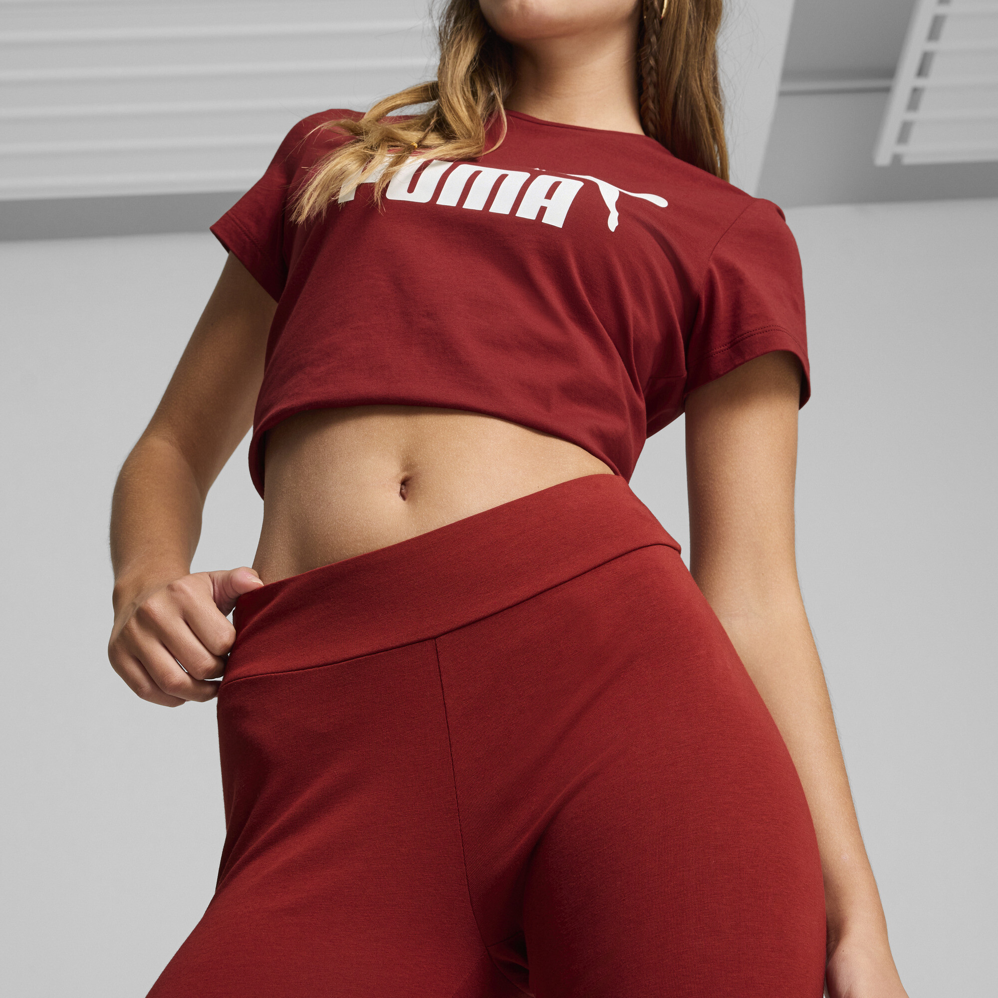 Women's Puma Essentials Logo Leggings, Red, Size 3XL, Clothing