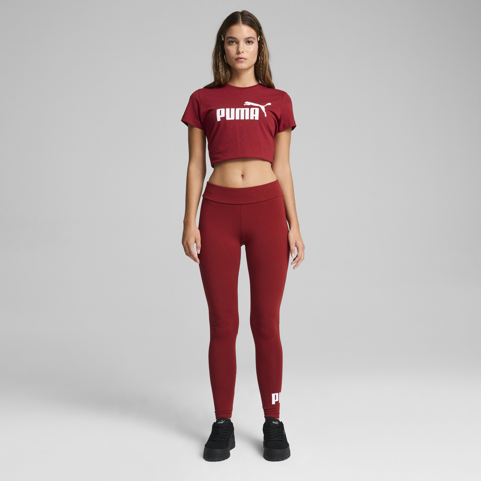 Women's Puma Essentials Logo Leggings, Red, Size 3XL, Clothing