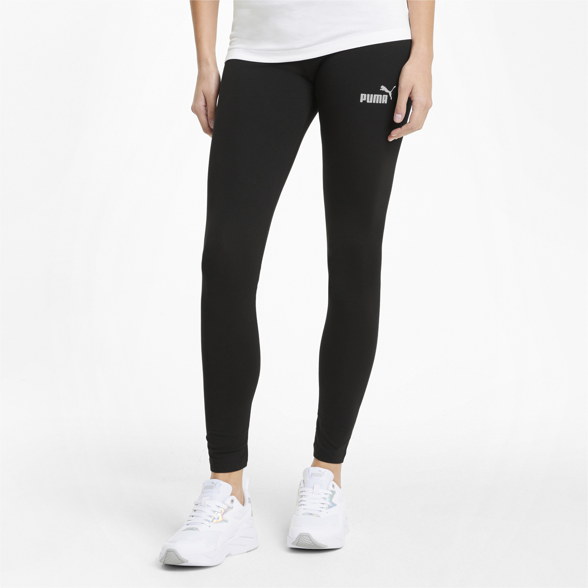Damen Bekleidung Hosen und Chinos Leggings PUMA Baumwolle Essentials Logo Leggings in Grau 