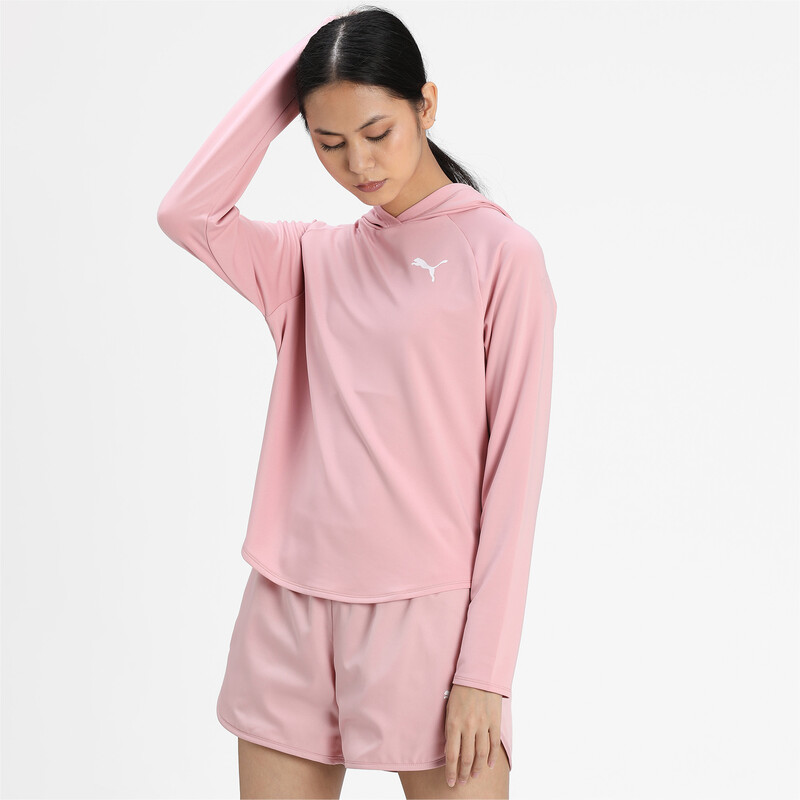 Women's PUMA Active Knitted Relaxed Fit Hoodie in Pink size S