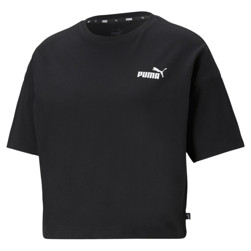 

Women's PUMA Essential Small Logo Relaxed Fit Cropped T-Shirt, Black