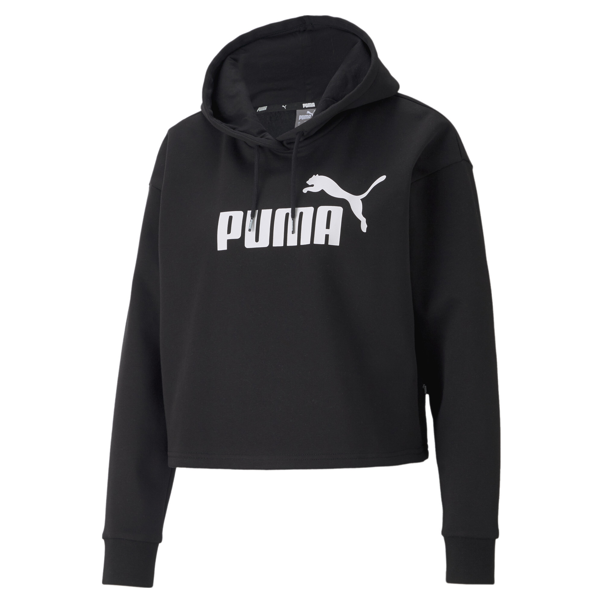 Women's Puma Essentials Cropped Logo's Hoodie, Black, Size S, Clothing