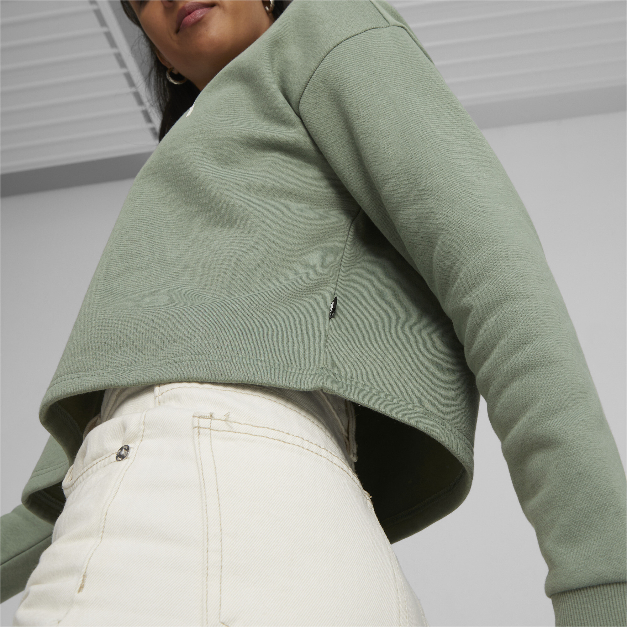 Women's Puma Essentials Cropped Logo's Hoodie, Green, Size XL, Clothing