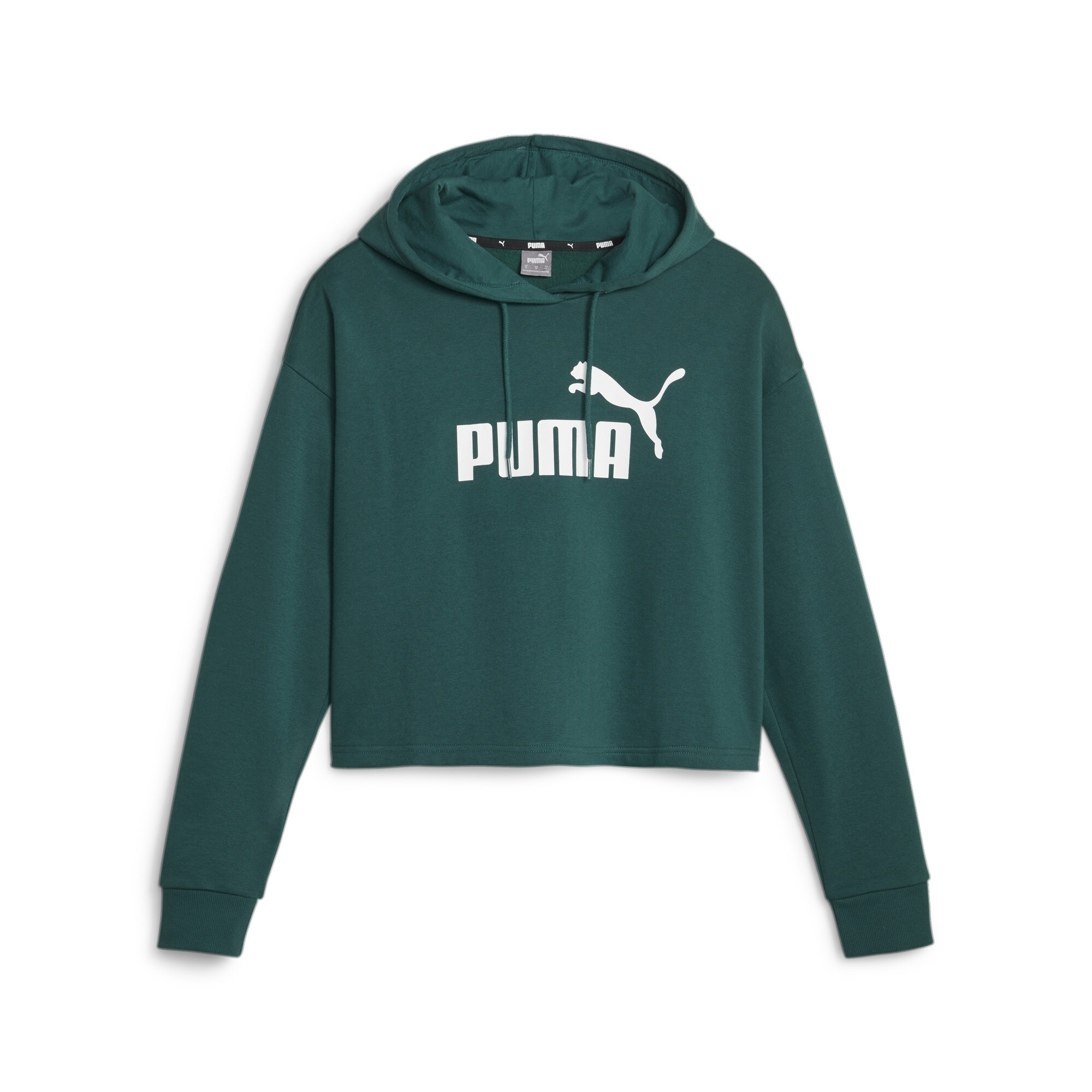 Women's Puma Essentials Cropped Logo's Hoodie, Green, Size XS, Clothing