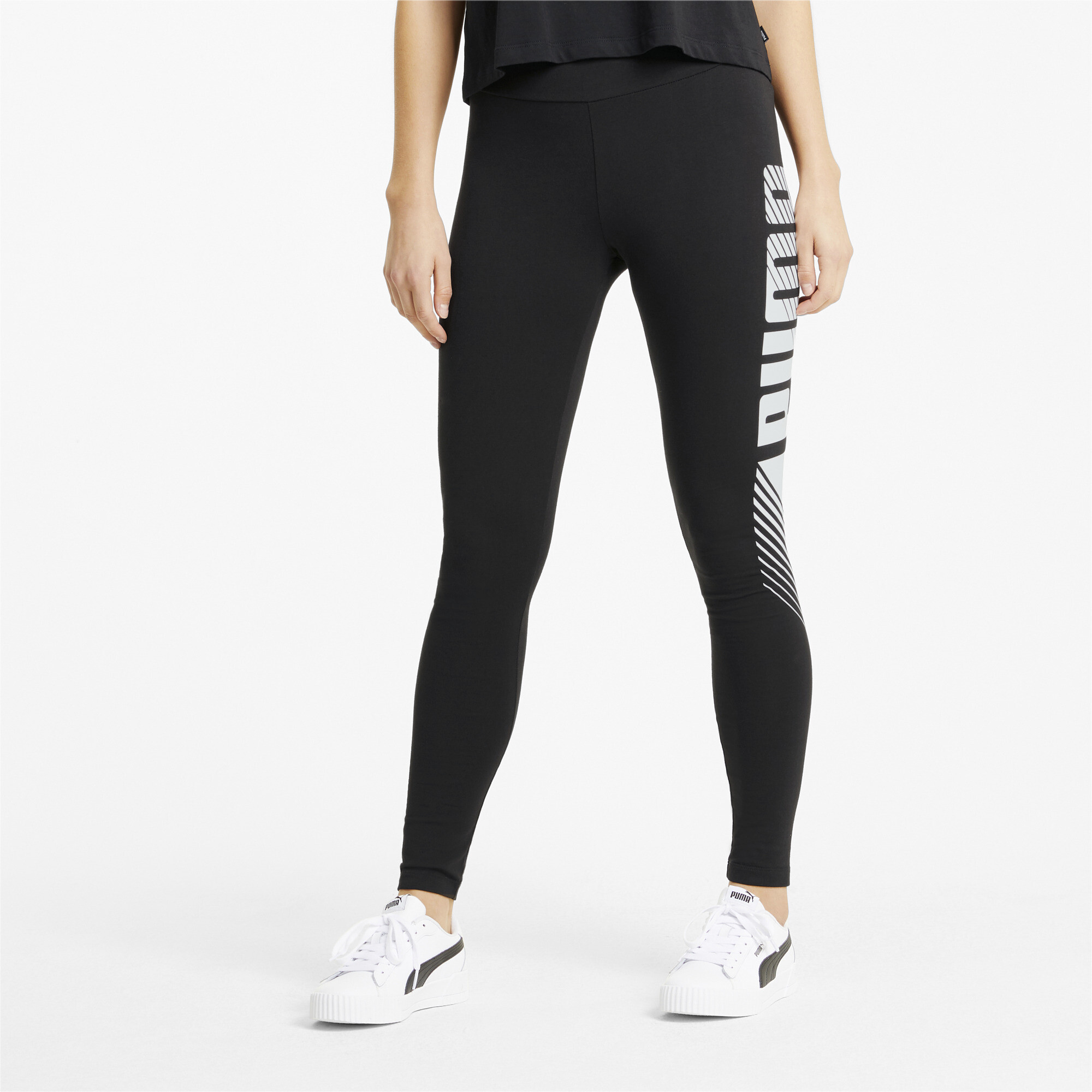 Puma Essentials Graphic Damen Leggings | Mit Marl | Black | Größe: S